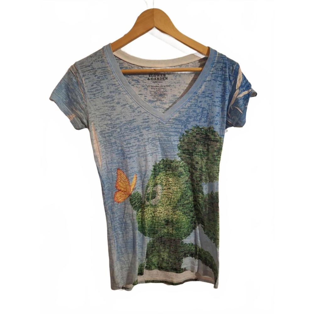 Flower & Garden Festival Blue Mickey T-Shirt Women's Small Blue Topiary Disney